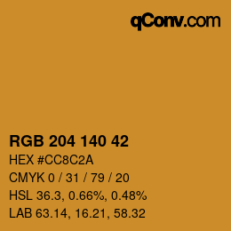 カラーコード: RGB 204 140 42 | qconv.com