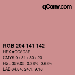 Código de color: RGB 204 141 142 | qconv.com
