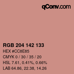 Código de color: RGB 204 142 133 | qconv.com