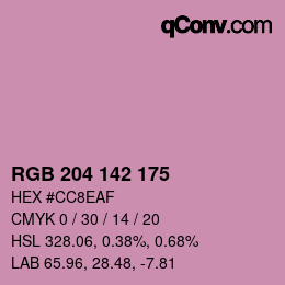 カラーコード: RGB 204 142 175 | qconv.com
