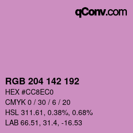 カラーコード: RGB 204 142 192 | qconv.com
