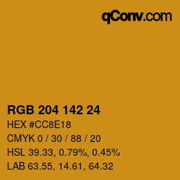 カラーコード: RGB 204 142 24 | qconv.com