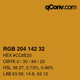 カラーコード: RGB 204 142 32 | qconv.com