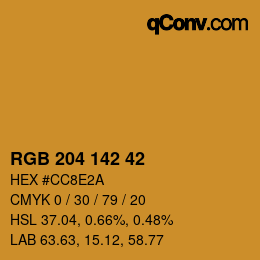 カラーコード: RGB 204 142 42 | qconv.com