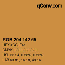 Color code: RGB 204 142 65 | qconv.com