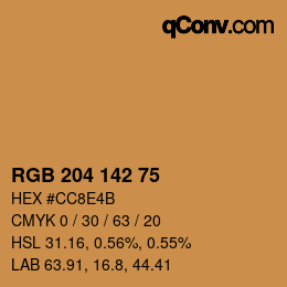 カラーコード: RGB 204 142 75 | qconv.com