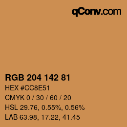 Color code: RGB 204 142 81 | qconv.com