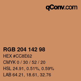 Color code: RGB 204 142 98 | qconv.com