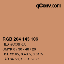 Color code: RGB 204 143 106 | qconv.com