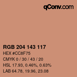 Color code: RGB 204 143 117 | qconv.com