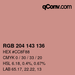 カラーコード: RGB 204 143 136 | qconv.com