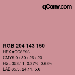 カラーコード: RGB 204 143 150 | qconv.com