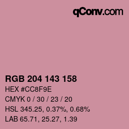颜色代码: RGB 204 143 158 | qconv.com