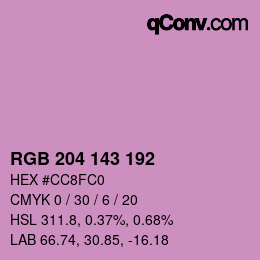 Color code: RGB 204 143 192 | qconv.com