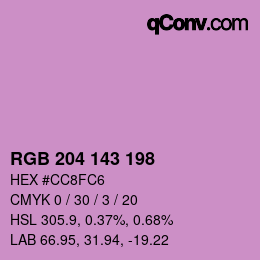 Color code: RGB 204 143 198 | qconv.com