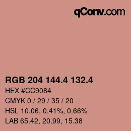 カラーコード: RGB 204 144.4 132.4 | qconv.com