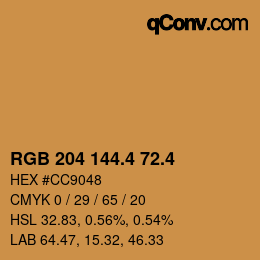 カラーコード: RGB 204 144.4 72.4 | qconv.com