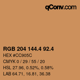 カラーコード: RGB 204 144.4 92.4 | qconv.com