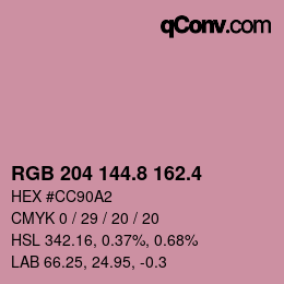 カラーコード: RGB 204 144.8 162.4 | qconv.com