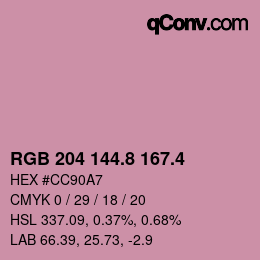 カラーコード: RGB 204 144.8 167.4 | qconv.com