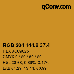 カラーコード: RGB 204 144.8 37.4 | qconv.com