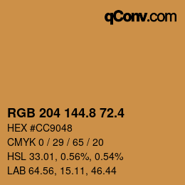 カラーコード: RGB 204 144.8 72.4 | qconv.com