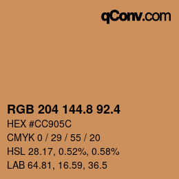 カラーコード: RGB 204 144.8 92.4 | qconv.com