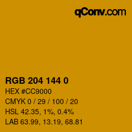 カラーコード: RGB 204 144 0 | qconv.com