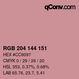 Farbcode: RGB 204 144 151 | qconv.com