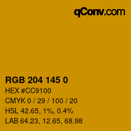 Color code: RGB 204 145 0 | qconv.com