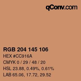 Color code: RGB 204 145 106 | qconv.com