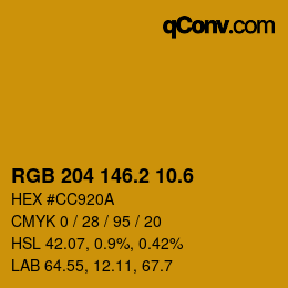 カラーコード: RGB 204 146.2 10.6 | qconv.com
