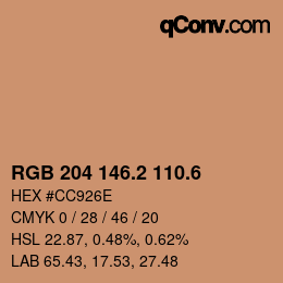 カラーコード: RGB 204 146.2 110.6 | qconv.com