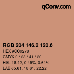 カラーコード: RGB 204 146.2 120.6 | qconv.com