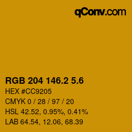 カラーコード: RGB 204 146.2 5.6 | qconv.com