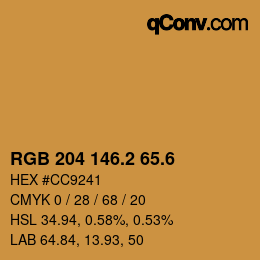 カラーコード: RGB 204 146.2 65.6 | qconv.com