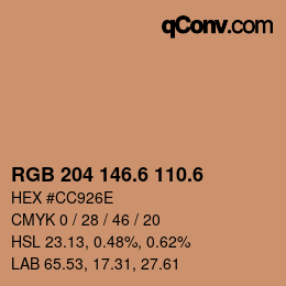 カラーコード: RGB 204 146.6 110.6 | qconv.com