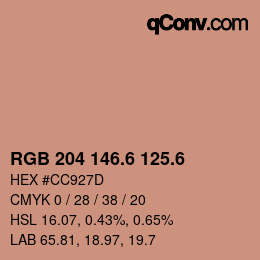 カラーコード: RGB 204 146.6 125.6 | qconv.com