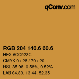 カラーコード: RGB 204 146.6 60.6 | qconv.com