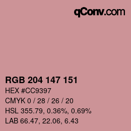 Farbcode: RGB 204 147 151 | qconv.com
