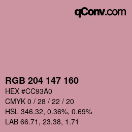 Color code: RGB 204 147 160 | qconv.com