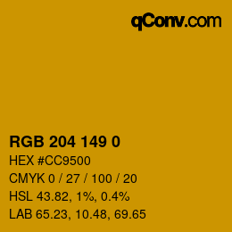 Código de color: RGB 204 149 0 | qconv.com