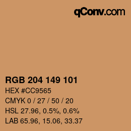 Color code: RGB 204 149 101 | qconv.com