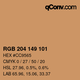 Color code: RGB 204 149 101 | qconv.com