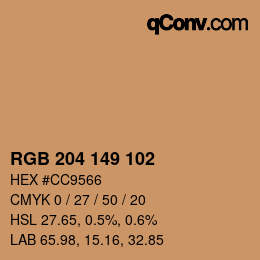 Color code: RGB 204 149 102 | qconv.com