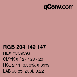 Farbcode: RGB 204 149 147 | qconv.com