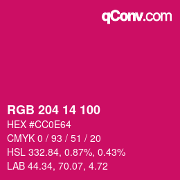Color code: RGB 204 14 100 | qconv.com