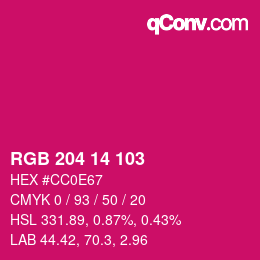 Color code: RGB 204 14 103 | qconv.com