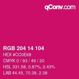 Color code: RGB 204 14 104 | qconv.com