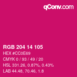 Color code: RGB 204 14 105 | qconv.com